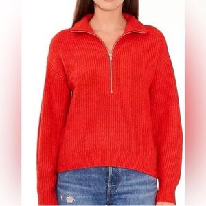 Vince Camuto Half-Zip Pullover Ribbed Knit Sweater size Medium